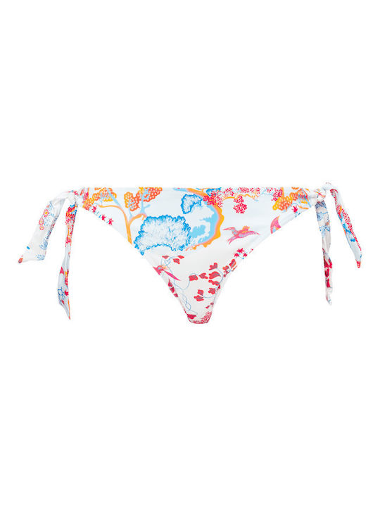 Bikini Slip με Κορδονάκια Λευκό