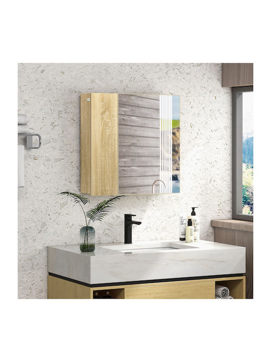 Kleankin Rectangular Bathroom Mirror made of Particle Board with Shelf & Cabinet 60x60cm