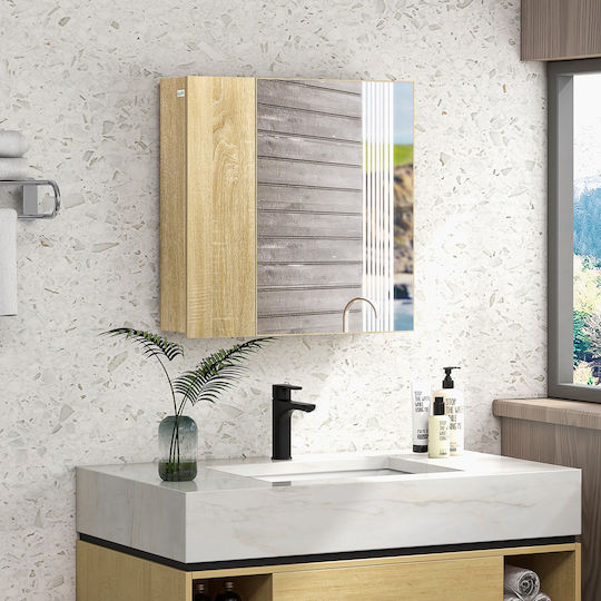 Kleankin Rectangular Bathroom Mirror made of Particle Board with Shelf & Cabinet 60x60cm