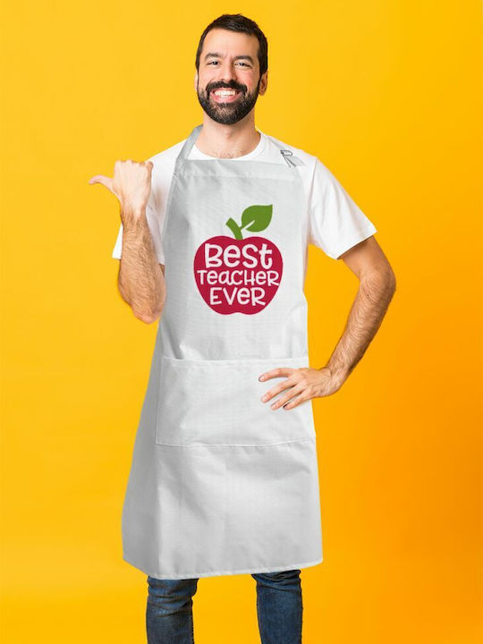 Koupakoupa best teacher Küchenschürze Weiß KP_7304_APRON-BBQ-ADULT 1Stück