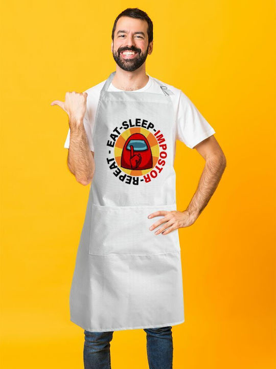 Koupakoupa Among US Eat Sleep Repeat Impostor Küchenschürze Weiß KP_4968_APRON-BBQ-ADULT 1Stück