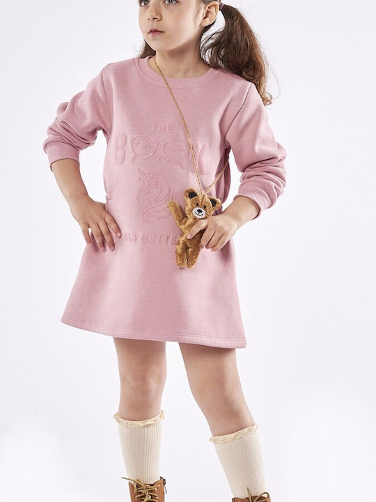 Εβίτα Σετ Παιδικά Φόρεματα Φούτερ Ροζ