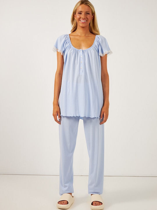 Harmony Summer Women's Pyjama Set Light Blue