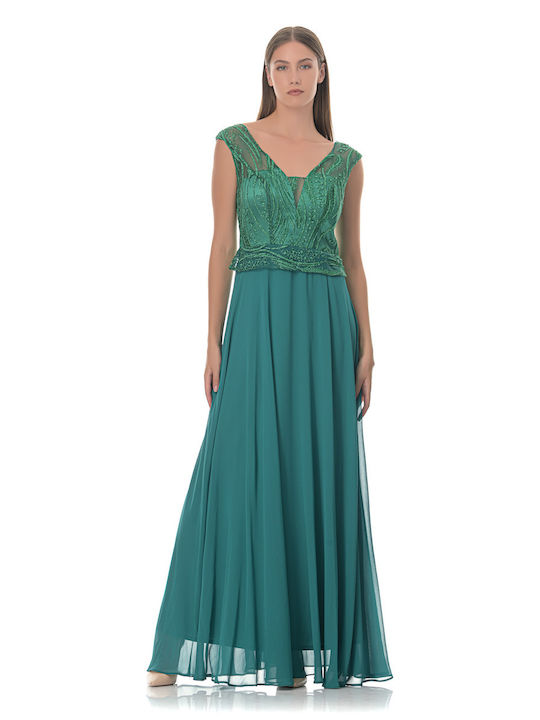 Farmaki Summer Maxi Evening Dress Green