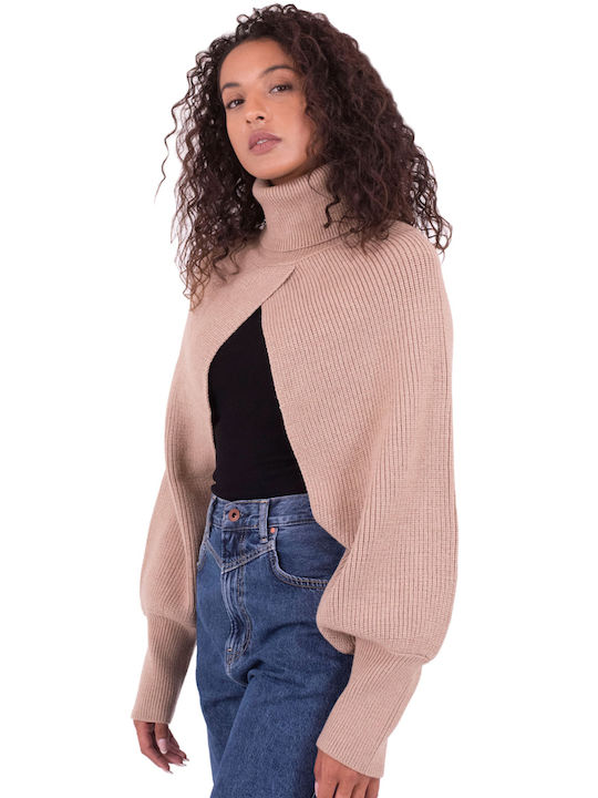 ICHI Short Women's Knitted Cardigan with Buttons Pink