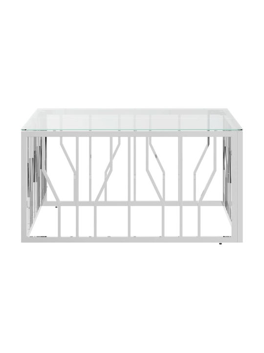 Square Central Glass Coffee Table Silver M80xW80xH40cm