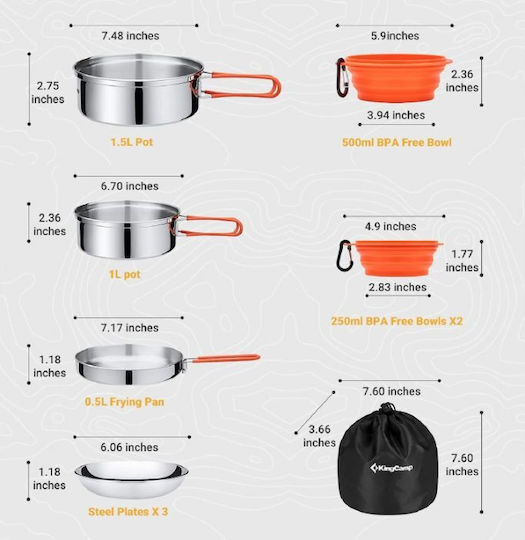 KingCamp Σετ Μαγειρέματος για Camping 1.5ml