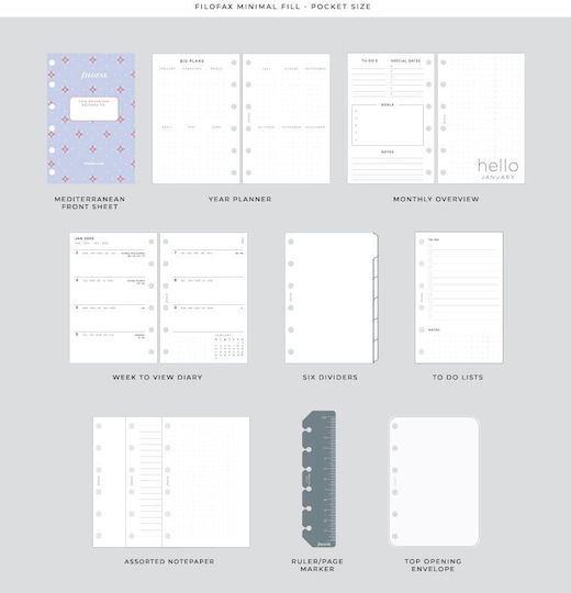 Filofax Daily Organizer Blue 12.8x14.6cm