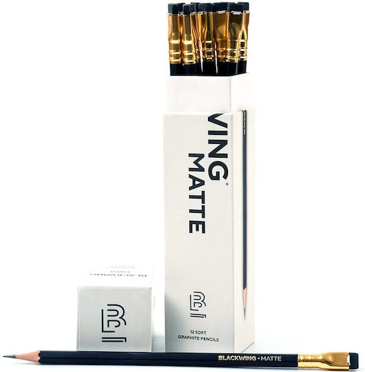 Blackwing Σετ 12 Μολύβια Μαλακά με Γόμα Μαύρα