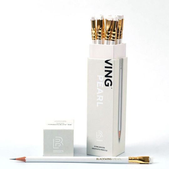 Blackwing Σετ 12 Μολύβια Μέτρια με Γόμα Λευκά