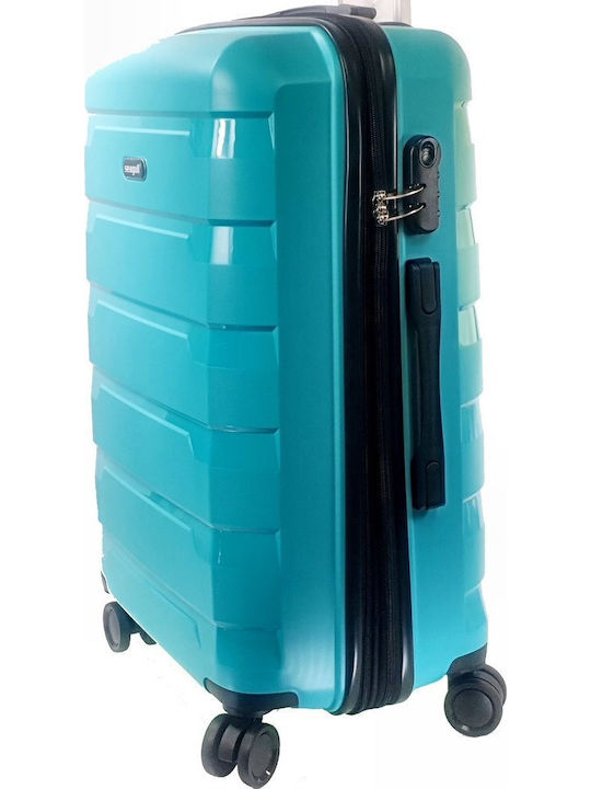 Seagull Large Hard Light Blue Suitcase with 4 Wheels Height 75cm