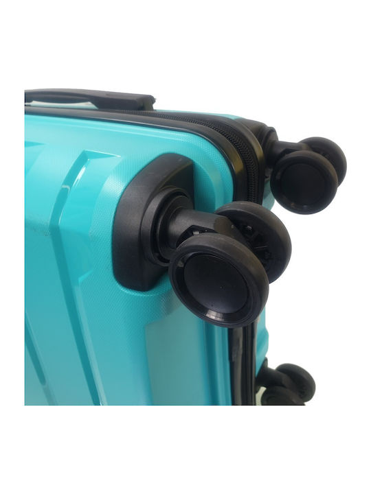 Seagull Large Hard Light Blue Suitcase with 4 Wheels Height 75cm
