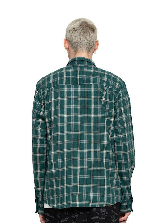 Santa Cruz Men's Shirt Long Sleeve Flannel Checked Green