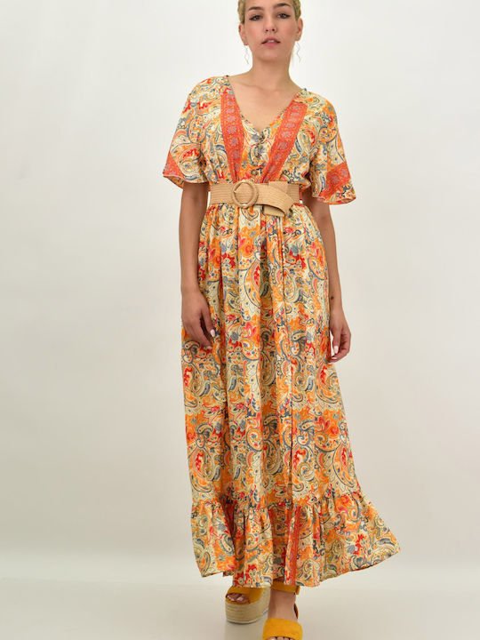 Potre Summer Maxi Shirt Dress Dress Orange