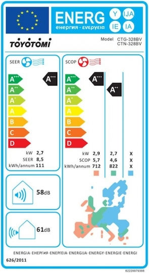 Toyotomi Aparat de Aer Condiționat Inverter 9000 BTU A+++/A++ cu Inteligență Artificială Black Velvet