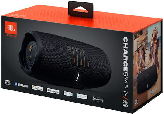 JBL Charge 5 Wi-Fi Αδιάβροχο Ηχείο Bluetooth 40W με Διάρκεια Μπαταρίας έως 20 ώρες Μαύρο