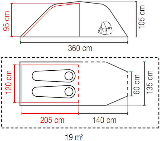 Coleman Cortes 2 Camping Tent Tunnel Mountaineering Blue 3 Seasons for 2 People Waterproof 2000mm 205x120x95cm