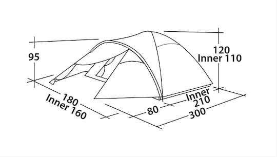Easy Camp Quasar 300 Σκηνή Camping Igloo Χακί με Διπλό Πανί για 3 Άτομα 300x200x95εκ.