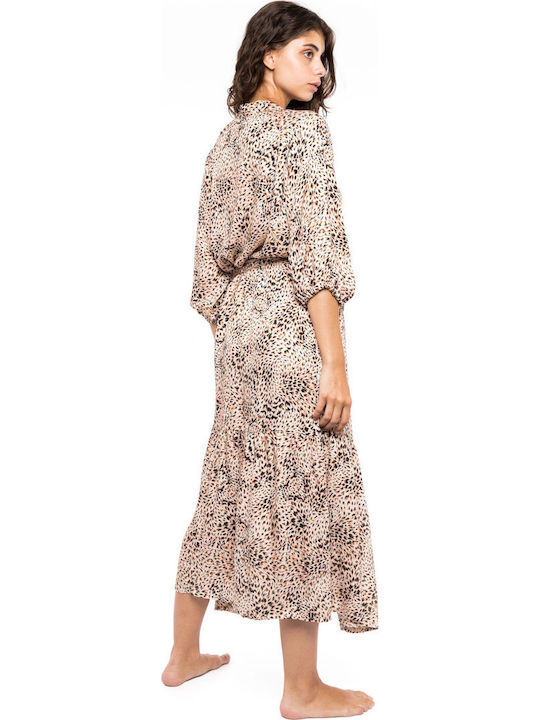 Pink Label Damen Maxi Kleid Strand Beige