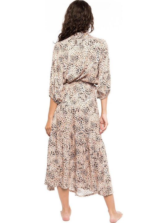 Pink Label Damen Maxi Kleid Strand Beige