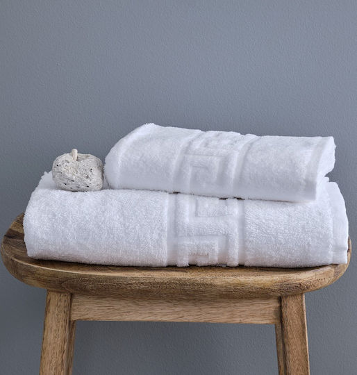 Blanc de Blanc Hotel Face Towel 90x50cm White Meander