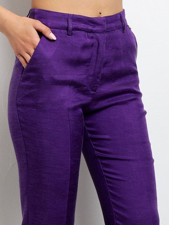 Liu Jo Women's Fabric Trousers in Straight Line Purple