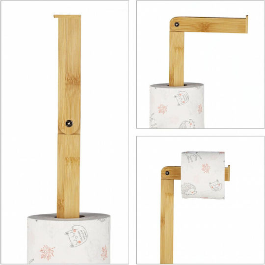 Relaxdays Wooden Paper Holder Floor Brown