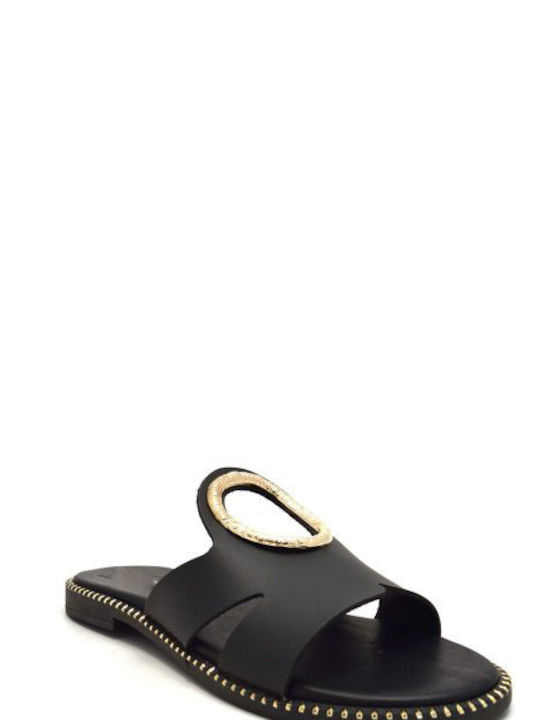 Zizel 714 Leather Women's Flat Sandals in Black Color