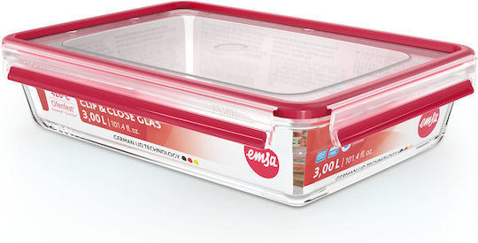 Emsa Glass Lunch Box Red 3000ml