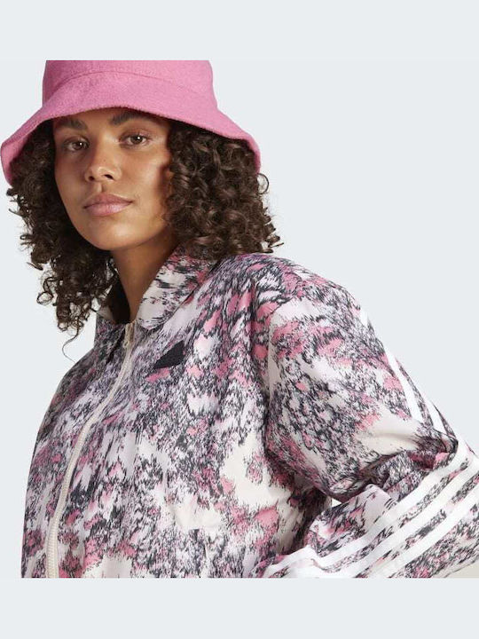Future Icons 3-Stripes Women's Short Lifestyle Jacket Windproof for Spring or Autumn with Hood