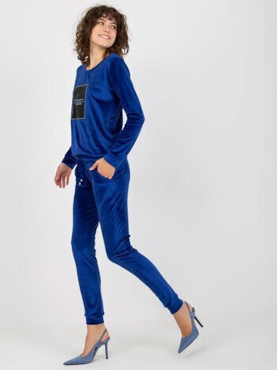 Relevance Damen-Sweatpants-Set Blau Samt