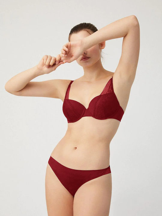 Ysabel Mora Push Up Bra Underwire Burgundy