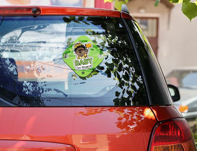 Boy Baby on Board Car Sign Green with Suction Cup