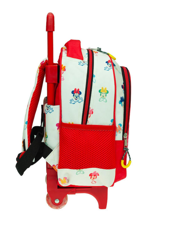 Gim Minnie Comfy Routine Ghiozdan Troler Grădiniță Roșu cu Husă pentru Sticlă de Apă 12l