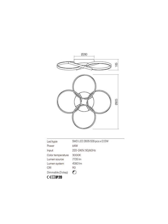 Redo Group Espiral Modernă Metalică Plafonieră de tavan cu LED Integrat 29buc Aur