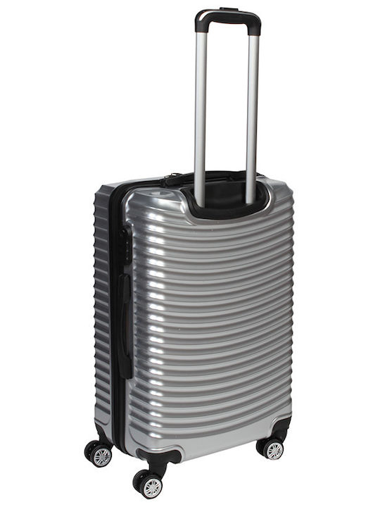 Keskor Medium Hard Silver Suitcase With 4 Wheels Height 66cm