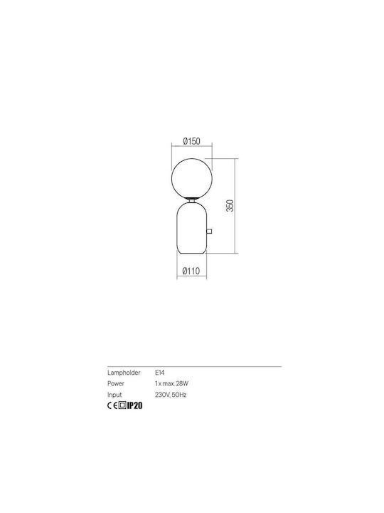 Redo Group Tisch Dekorative Lampe mit Fassung für Lampe E14 Schwarz