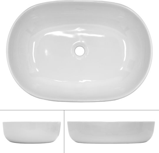 ECD Germany Επικαθήμενος Νιπτήρας Κεραμικός 60x42x14.5cm Λευκός