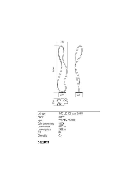 Redo Group Nubo LED Floor Lamp H148cm. with Natural White Light White