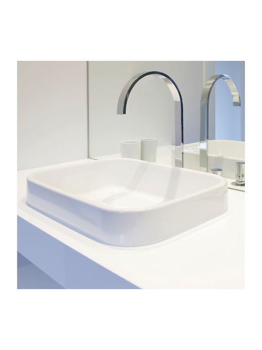 ECD Germany Επικαθήμενος Νιπτήρας Κεραμικός 45x45x13.5cm Λευκός