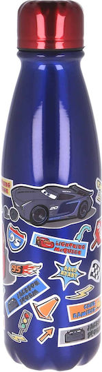 Gim Cars Kids Water Bottle Disney Cars Aluminium with Screw Cap Non Spill Blue 600ml