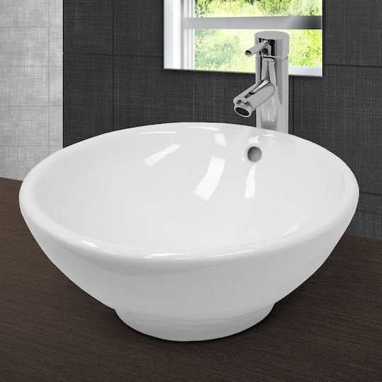 ECD Germany Aufgesetztes Waschbecken Keramik 42x42x17cm Weiß