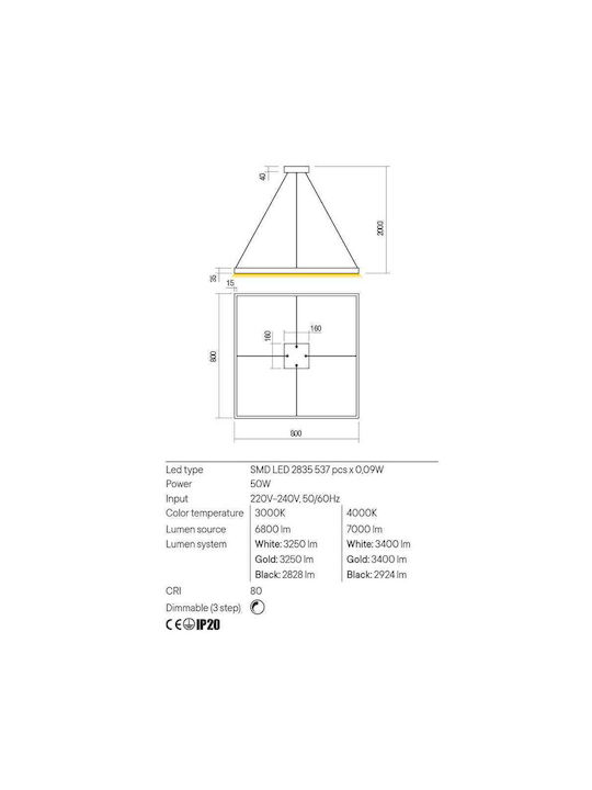 Redo Group Pendant Light LED with Warm White Light Gold