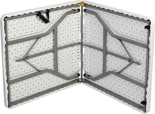 Outdoor Dinner Foldable Table with Plastic Surface and Metal Frame White 180x74x73cm