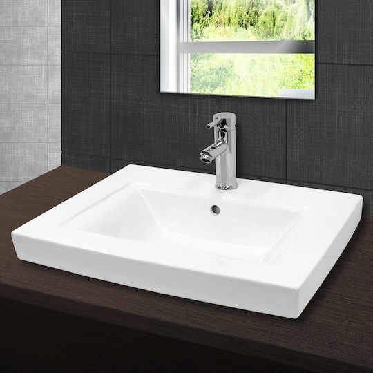 ECD Germany Επικαθήμενος Νιπτήρας Κεραμικός 60.5x46.5x16cm Λευκός