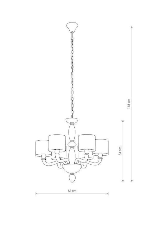 Nowodvorski Newport Kronleuchter 6xE14 Ø68cm mit Schirmen Weiß 8156