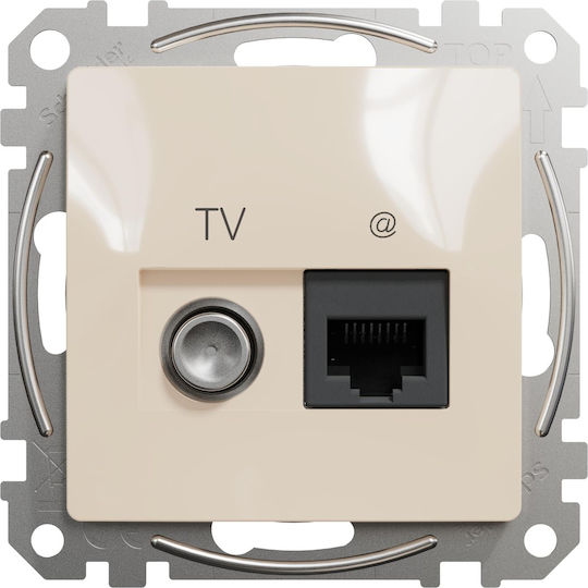 Schneider Electric Sedna Διπλός Μηχανισμός Πρίζας Δικτύου RJ45 Τύπου Cat6 σε Μπεζ Χρώμα SDD112469T