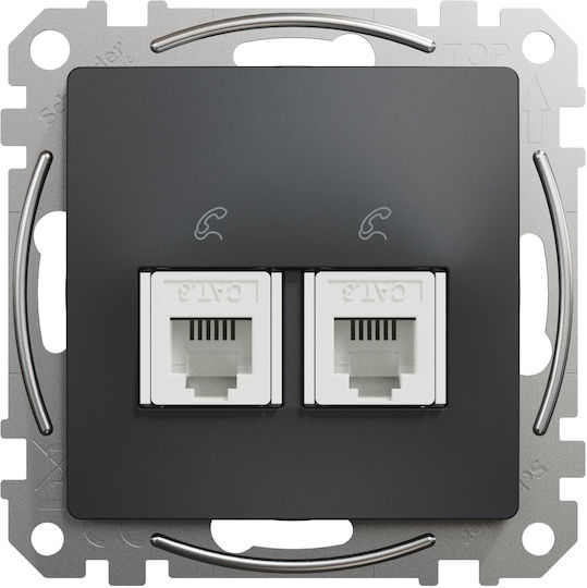 Schneider Electric Sedna Design Telefonsteckdose ohne Rahmen Doppelter in Grau Farbe SDD114492