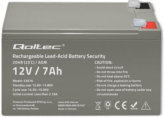 Qoltec Baterie UPS cu Capacitate 7Ah și Tensiune 12V 53076 1buc