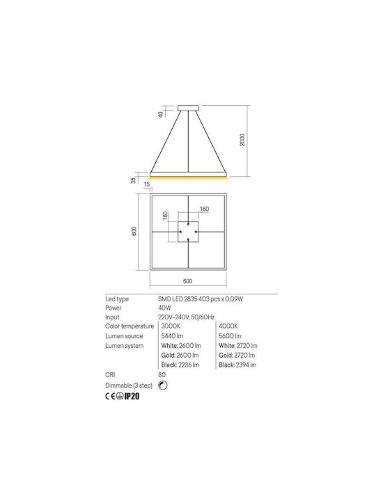 Redo Group Febe Pendant Light LED with Warm White Light Gold